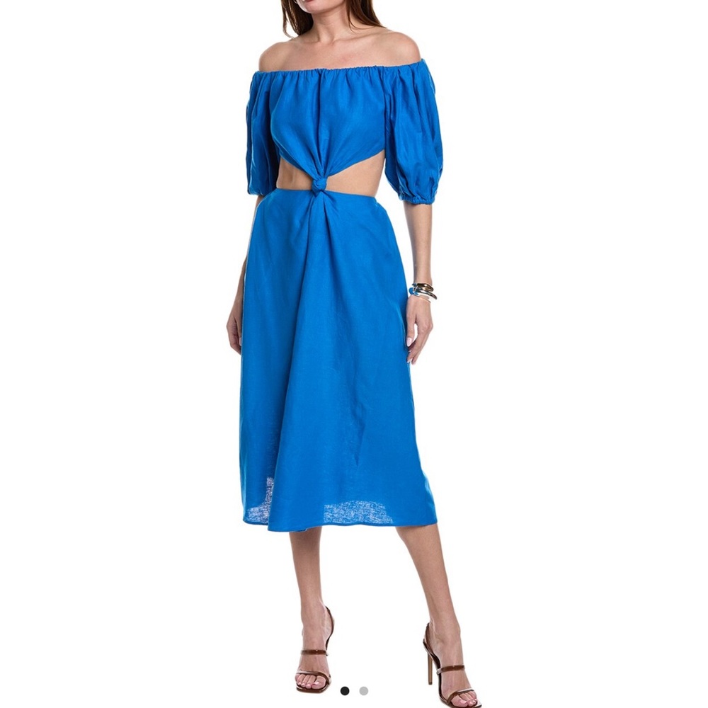 FARM Rio Blue Midi Knot Dress NWT
